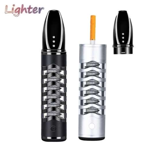 1pc Cigarette Electric Lighter Smoke Cover Holder USB Windproof Smoking Accessory