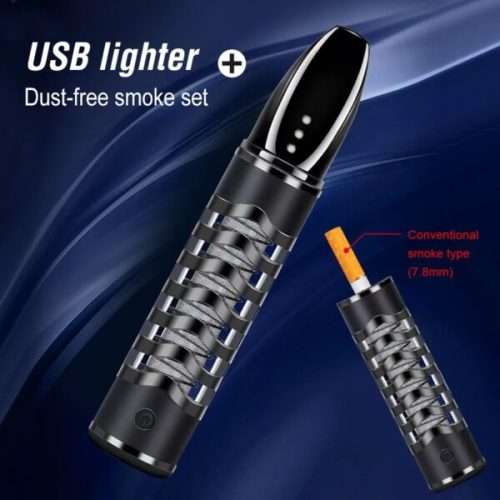 1pc Cigarette Electric Lighter Smoke Cover Holder USB Windproof Smoking Accessory