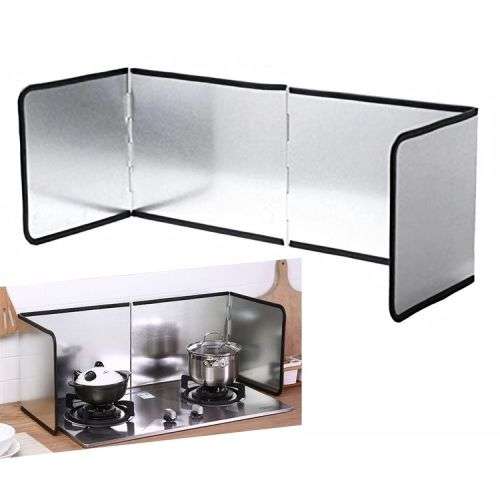 Kitchen Cooking Stainless Steel Oil Splatter Guard Foil Foldable Oil Baffle