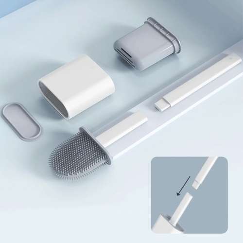 Bathroom Cleaning Soft Silicone Flat Head Wall-mounted Quick Drying Toilet Brush