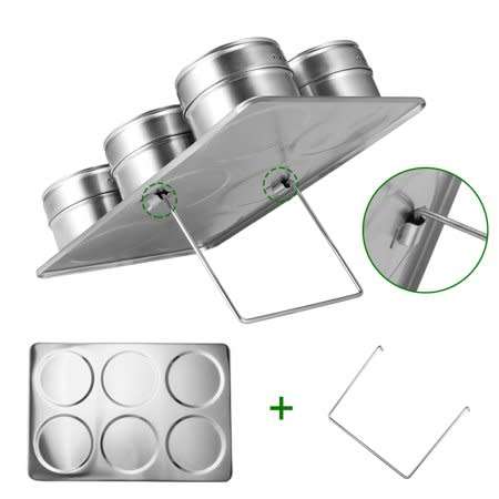 Spice Rack 6 Pcs Magnetic Stainless Steel Storage Kitchen Crafts Jar