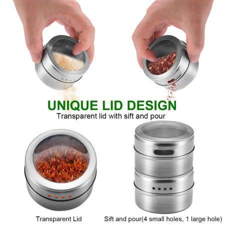 Spice Rack 6 Pcs Magnetic Stainless Steel Storage Kitchen Crafts Jar
