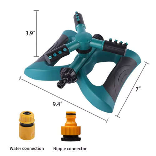 Automatic 3 Arms Nozzle Water Sprinkler 360 Degree Rotating Garden Lawn Irrigation Tool