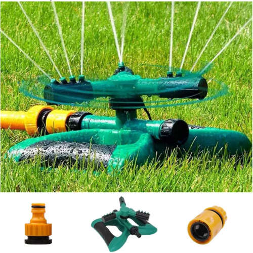Automatic 3 Arms Nozzle Water Sprinkler 360 Degree Rotating Garden Lawn Irrigation Tool