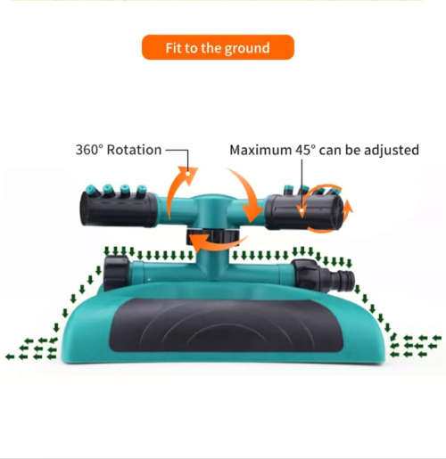 Automatic 3 Arms Nozzle Water Sprinkler 360 Degree Rotating Garden Lawn Irrigation Tool
