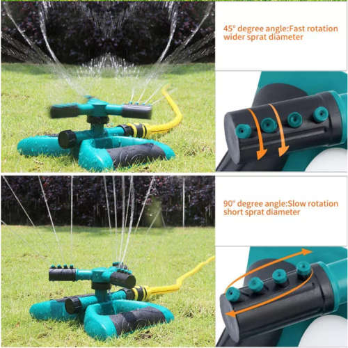 Automatic 3 Arms Nozzle Water Sprinkler 360 Degree Rotating Garden Lawn Irrigation Tool