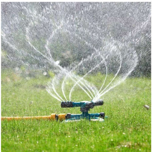 Automatic 3 Arms Nozzle Water Sprinkler 360 Degree Rotating Garden Lawn Irrigation Tool