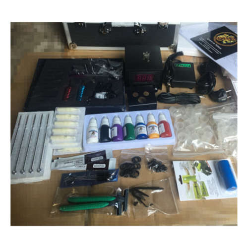 PROFESSIONAL TATTOO KIT COMPLETE WITH 2x GUNS, NEEDLES, INK & LOADS OF EXTRA'S