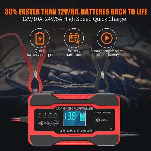 10A Battery Charger Automotive 24V and 12V Car Battery Charger Battery Maintainer