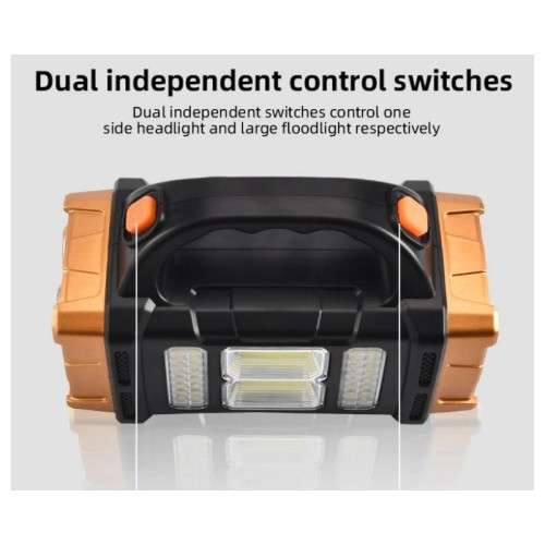 Portable Solar LED Flashlight with Work Light USB Rechargeable Handheld COB 4 Lightings
