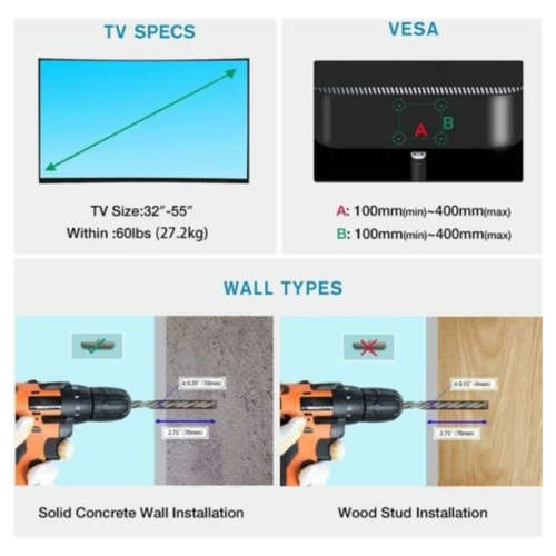 6 Way Tilt TV Wall Bracket 32 to 55 Inch