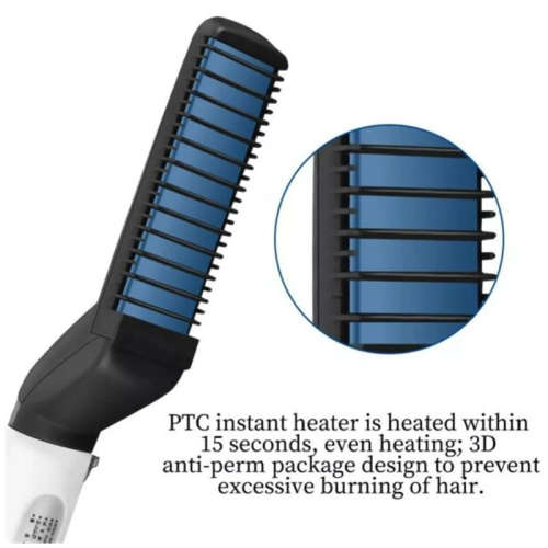 Men Multifunctional Straighten Brush Curling Iron Hair Volumize Flatten Side Quick Styling Tool
