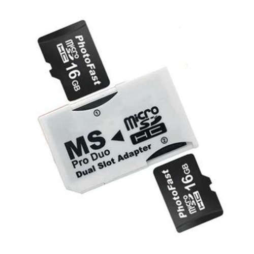Dual Slot Card Adapter Micro SD to MS PRO Duo