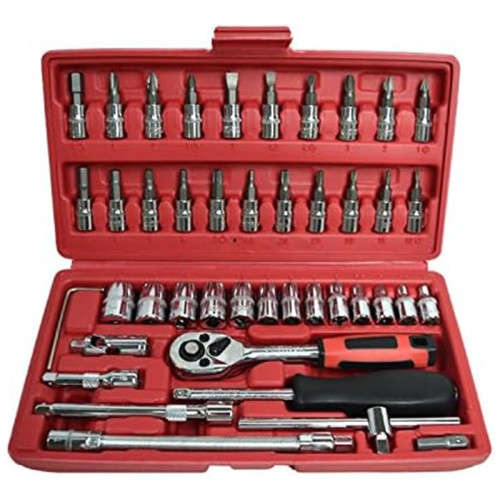 46pcs 1/4 Inch Auto Repair Tool Set Ratchet Wrench Combo Tool Kit