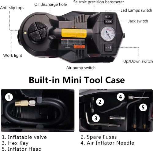 Electric Car Jack Kit 12V Car Jack Hydraulic With Impact Wrench And Tire Inflator Pump
