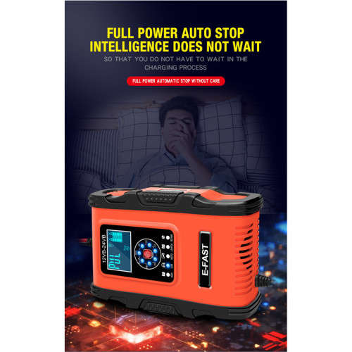 12V 24V 12A Automatic Smart Battery Charger for GEL WET AGM Lithium LiFePO4 LiPo