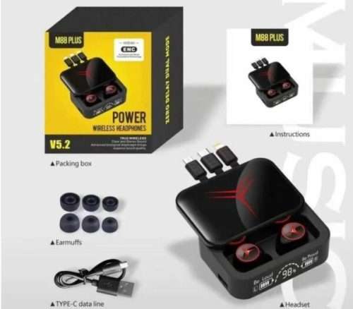 M88 PLUS Bluetooth 5.3 ENC Headset with Power Bank For Emergency Charge