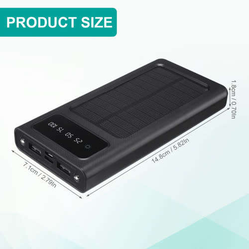 Solar Power Bank Dual USB Portable Fast Charging Backup Charger