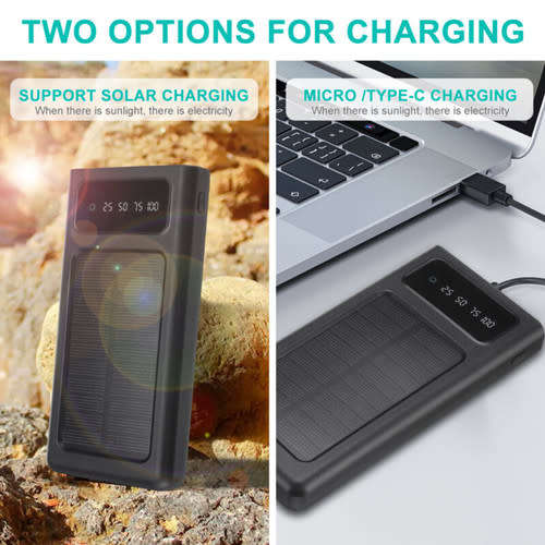 Solar Power Bank Dual USB Portable Fast Charging Backup Charger