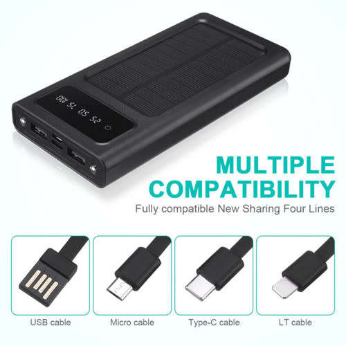 Solar Power Bank Dual USB Portable Fast Charging Backup Charger