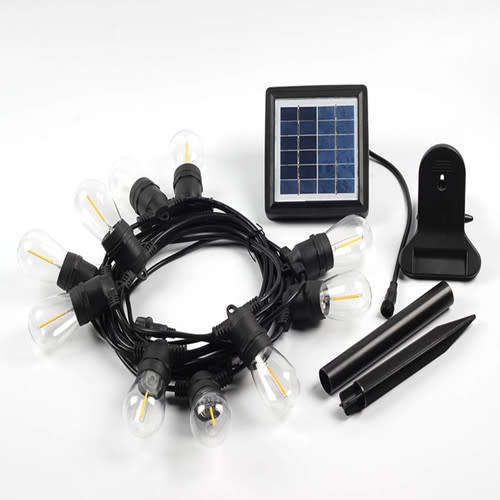 Solar Powered Outdoor Patio String Lights Bistro String Lights with 10 LED Clear