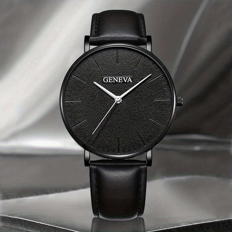 1 Piece Casual Business Men`s Quartz Watch And 3 Pieces Bracelet