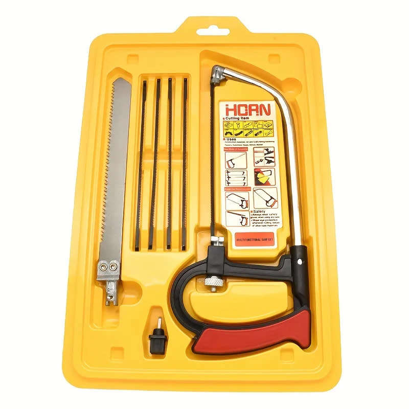 7 In 1 Saw Multi-Function Manual Diy Hacksaw Metal Wood Glass Saw Kit 6 Blades Woodworking Metalwork