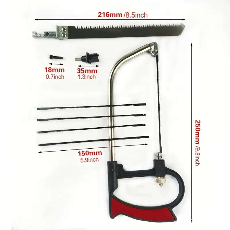 7 In 1 Saw Multi-Function Manual Diy Hacksaw Metal Wood Glass Saw Kit 6 Blades Woodworking Metalwork