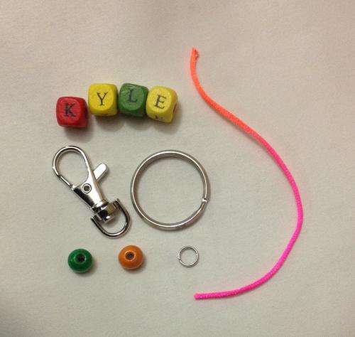 Personalised bag tag-wooden beads