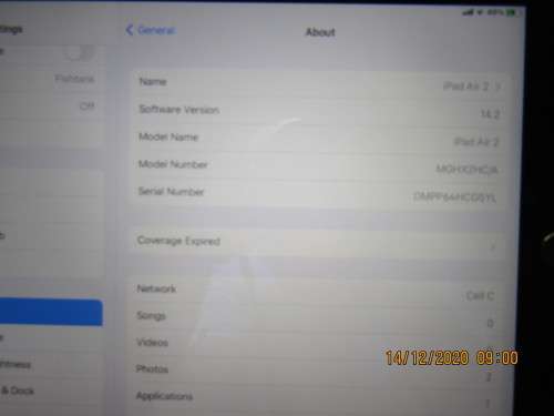 Apple I Pad Air 2 (Space Grey 64GB cellular and wifi)