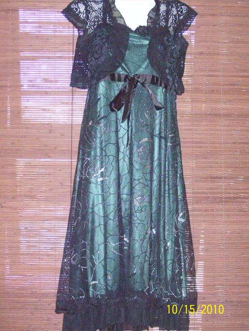 Bottle Green and Black Lacy Dress with FREE Lacy Shrug!!!!! [SALE]