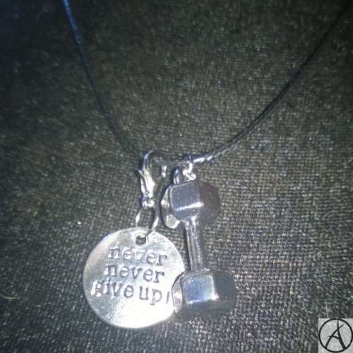 NEVER NEVER GIVE UP BELL FITNESS GYM NECKLACE