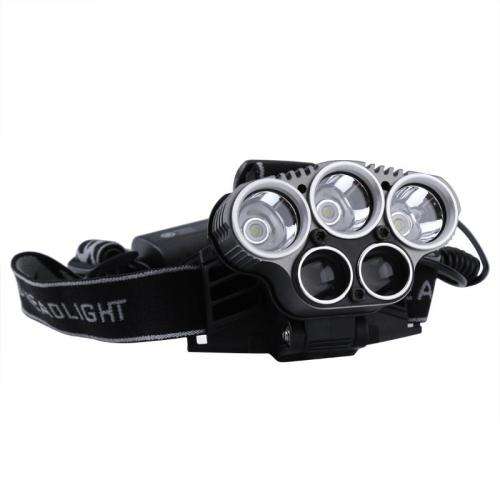 CREE LED HEADLIGHT - 5 LED, 2X 18650 BATTERY, 5 LIGHT MODES, 2X BLUE-RAY LED, ALUMINUM ALLOY, ADJUST