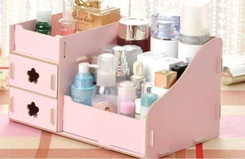 DIY COSMETIC WOODEN MAKE-UP ORGANISER - PINK