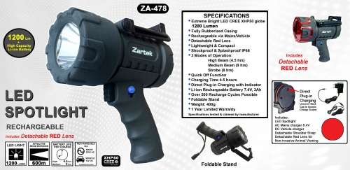 ZA 478 1200 LUMEN SUPER BRIGHT SPOTLIGHT
