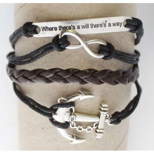 WHERE THERE'S A WILL THERE'S A WAY / INFINITY / ANCHOR MULTI STRAND BRACELET
