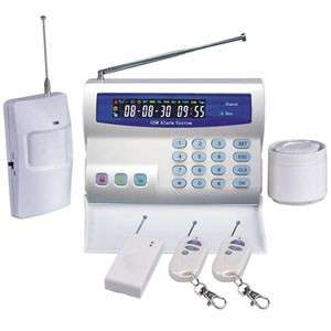 GSM Alarm system. Insert sim card and it will sms or phone you when triggered.