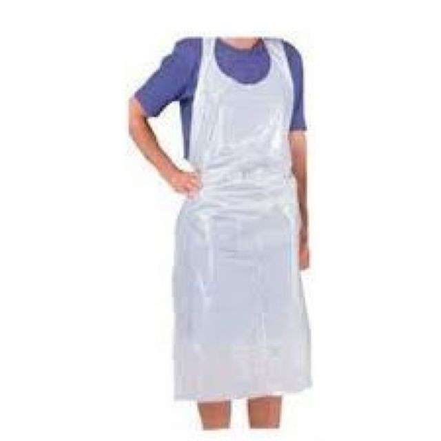 DISPOSABLE APRONS, LDPE BLUE / WHITE (PACK OF 100)