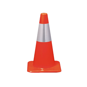 PVC ORANGE SOFT ROAD CONE WITH REFLECTIVE TAPE - 300MM