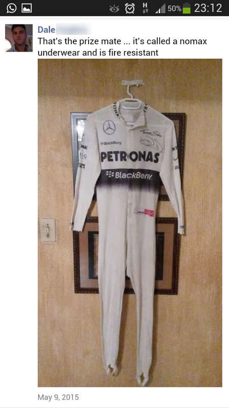 **Rare** Autographed Nico Rosberg F1 Nomex Suit Underwear