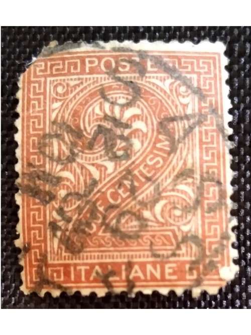 1865 - Italy -  Crown Watermark - 2 Centesimi - Value Stamp
