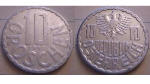 1993 - Austria - 10 Groschen - Austrian Coat of Arms - Demonetised Feb 2002 -Aluminium