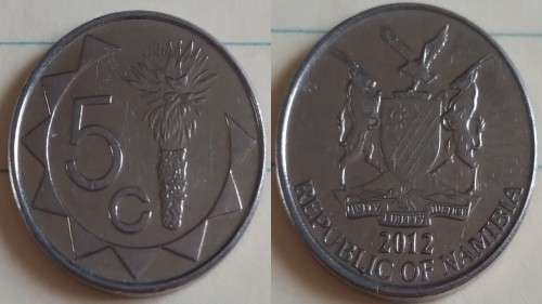 2012 - Namibia - 5c - Mopane Aloe - Demonetised No -Nickel Plated Steel