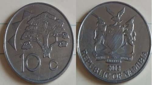 2012 - Namibia - 10c - Camelthorn tree - Demonetised No -Nickel Plated Steel