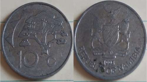1993 - Namibia - 10c - Camelthorn tree - Demonetised No -Nickel Plated Steel