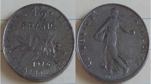 1976 - France - ½ Franc - The Sower - Demonetised Feb 2002 -Nickel