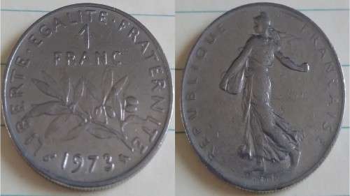 1973 - France - 1 Franc - The Sower - Demonetised Feb 2002 -Nickel-Brass