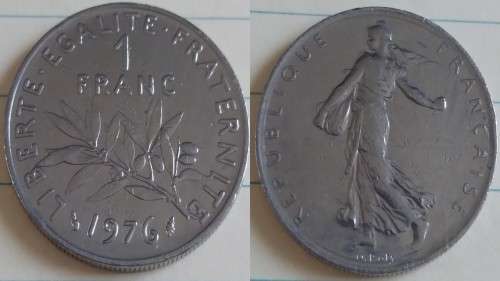 1976 - France - 1 Franc - The Sower - Demonetised Feb 2002 -Nickel-Brass