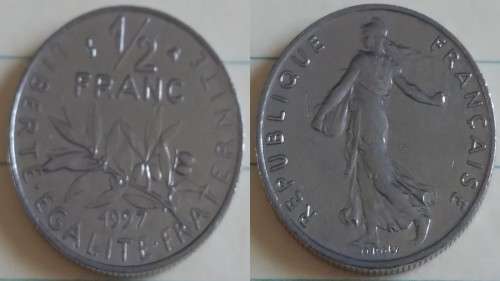 1997 - France - ½ Franc - The Sower - Demonetised Feb 2002 -Nickel