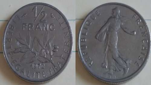 1972 - France - ½ Franc - The Sower - Demonetised Feb 2002 -Nickel